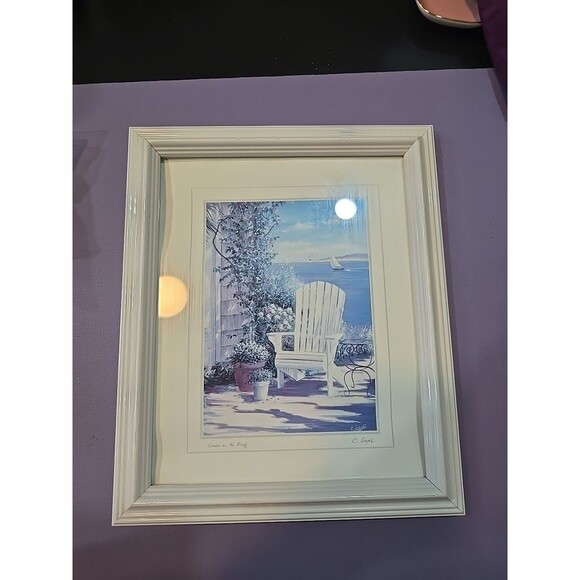 Framed Carol Saxe, Garden on the Bluff 11" x 10" Signed - Picture 1 of 5